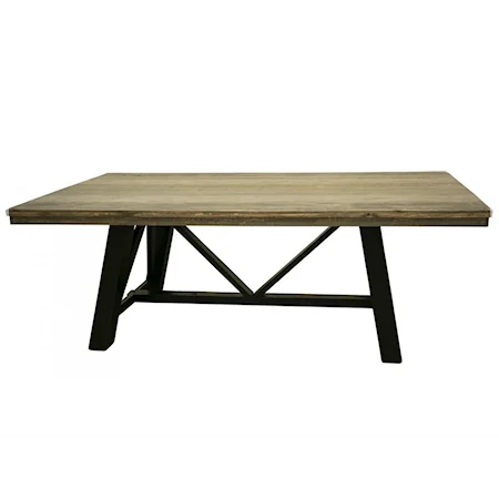 Rustic Two-Toned Solid Wood Trestle Dining Table
